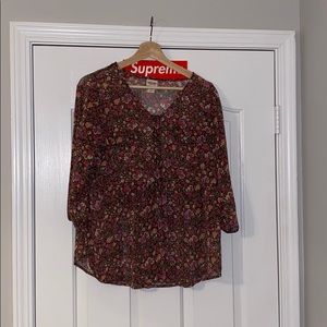 Brown burgundy blouse